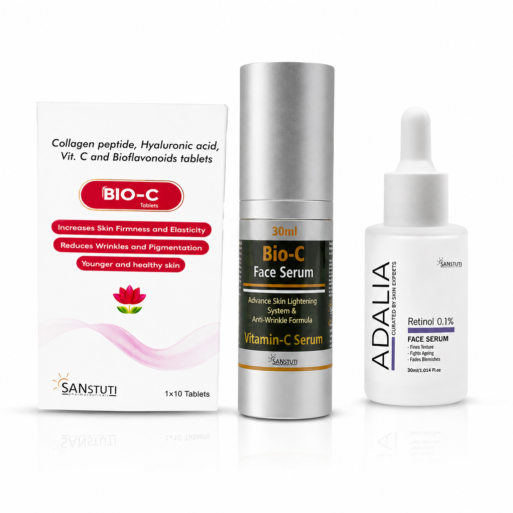 Complete Skin Care Combo – BIO-C Tablets, Bio-C Face Serum & Retinol Serum